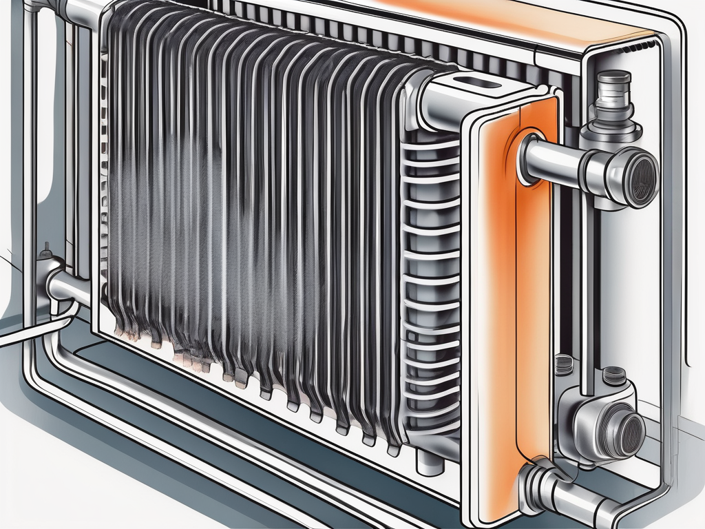 A cutaway view of a radiator