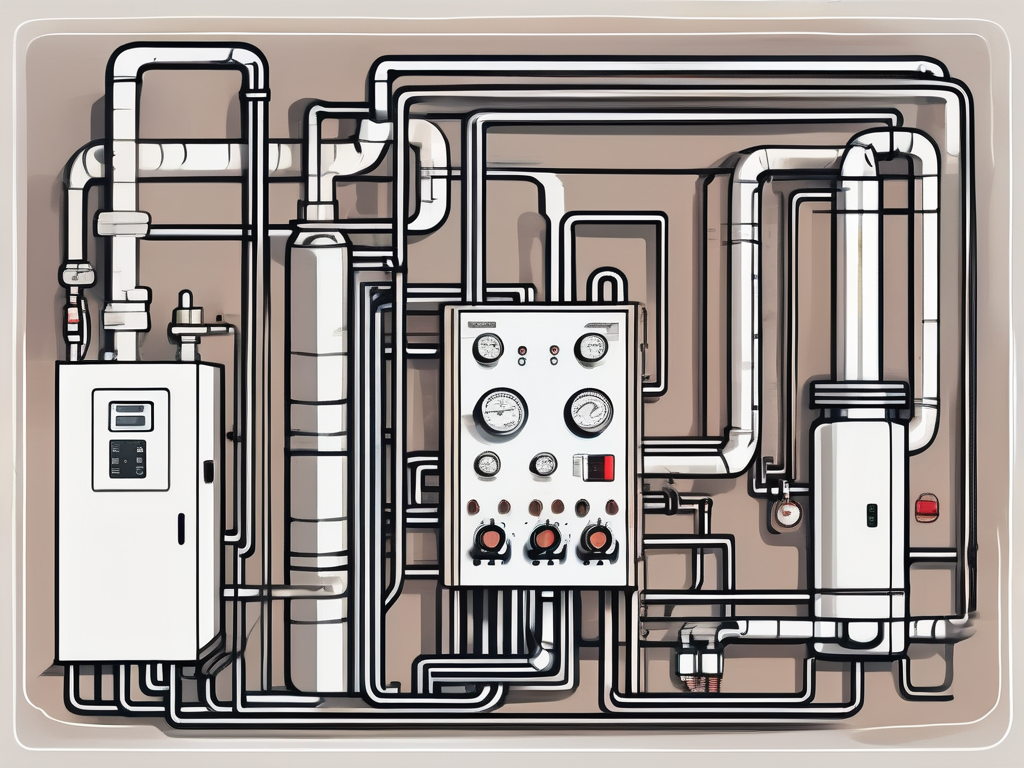 A modern heating system with various components