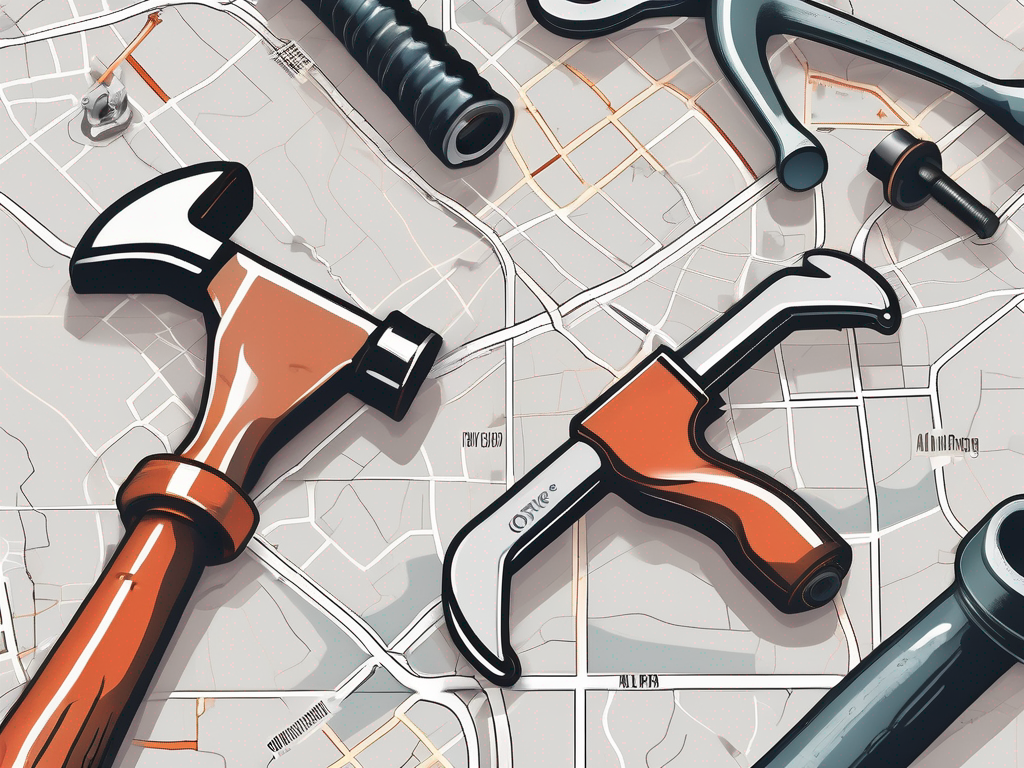 A professional plumbing toolkit with various tools like a wrench
