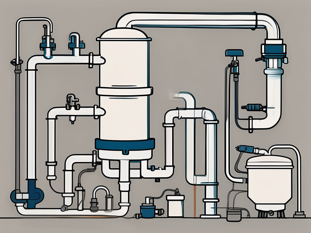 Various plumbing tools and an expansion tank