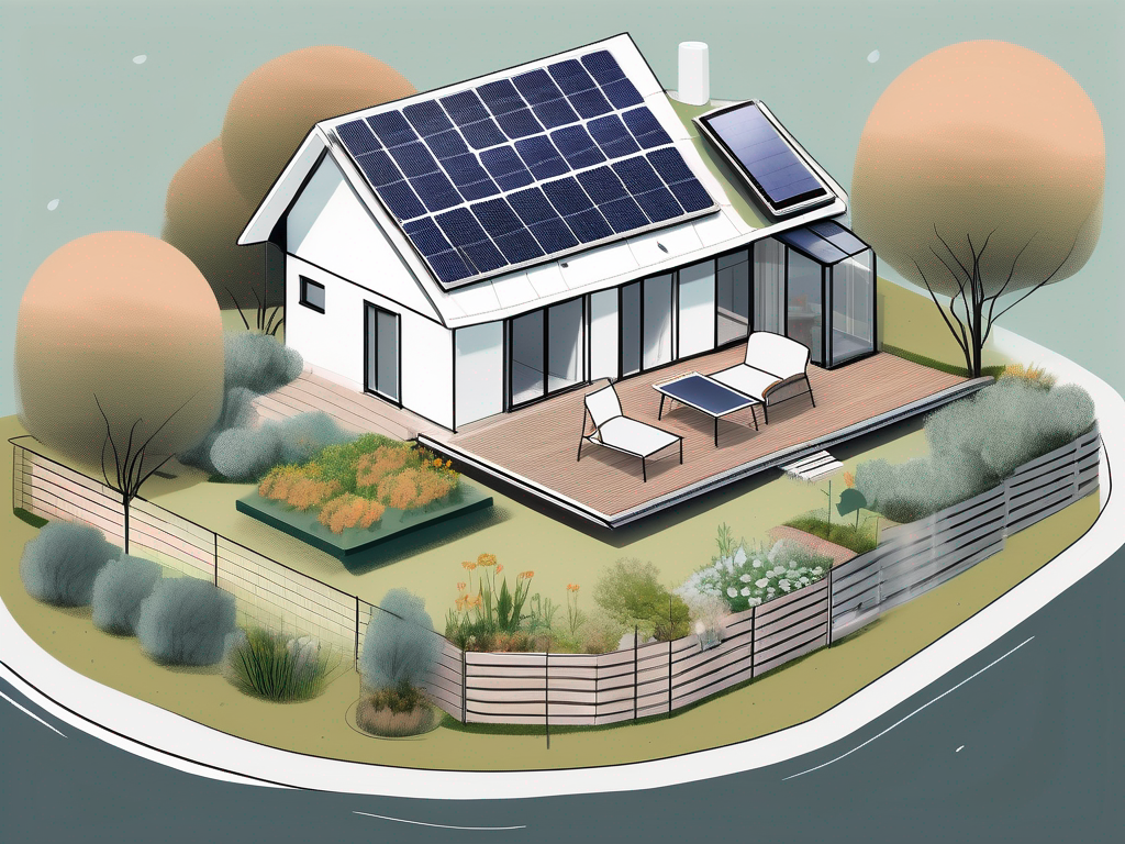 A sustainable home with solar panels on the roof